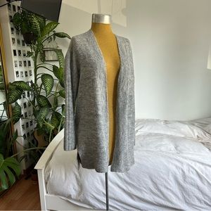 Wool blend grey long cardigan sweater